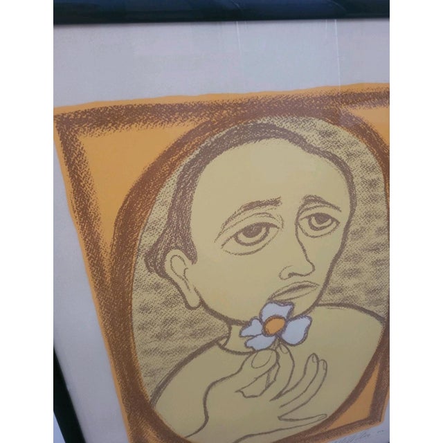 Modern Giuseppe Viviani, Man with Flower, 1960s, Lithograph For Sale - Image 3 of 9