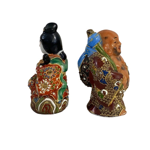 Ceramic Old Kutani Japanese Porcelain Gods Hotei and Benzatein For Sale - Image 7 of 10