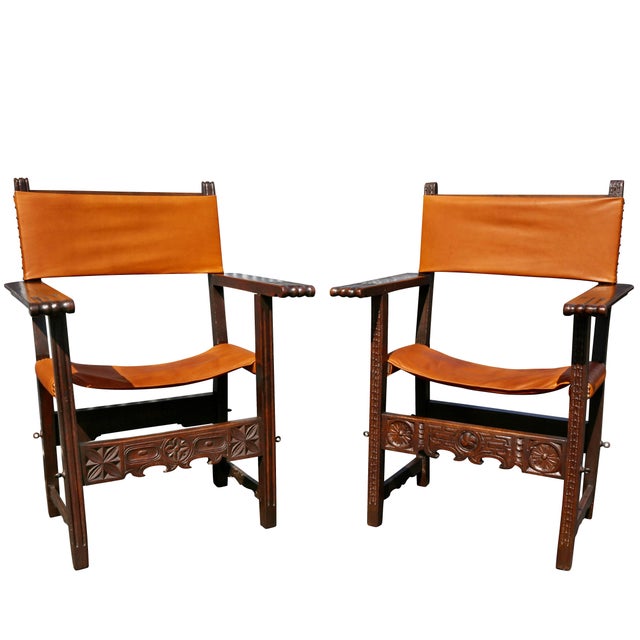 Spanish Baroque Walnut Armchairs - a Pair For Sale - Image 13 of 13