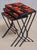French Modern Nesting Tables with Red and Orange Ceramic Tile Tops, 1950s, Set of 3 For Sale - Image 10 of 15