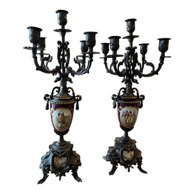Pair of Vintage Made in Italy Brevettato Style Candelabra For Sale