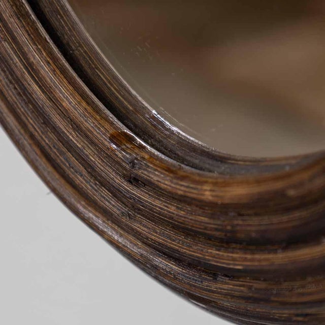 1960s French Rattan Oval Mirror For Sale In Los Angeles - Image 6 of 9