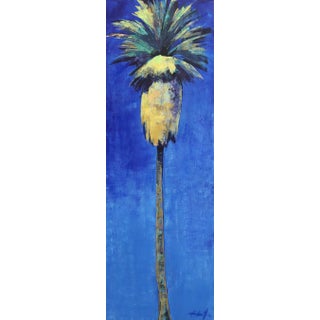 Late Afternoon Blues - Tall Palm Tree Original Landscape Artwork by Kathleen Keifer For Sale