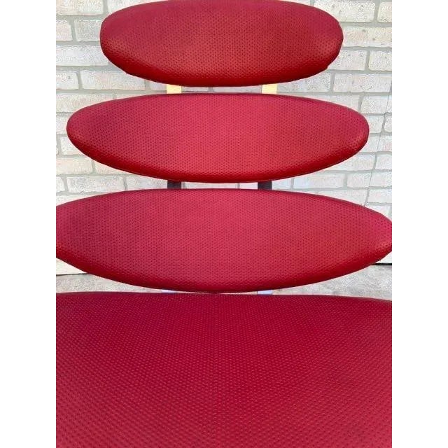 Metal MCM Corona Chair by Poul M. Volther Newly Reupholstered in Embossed Red Leather For Sale - Image 7 of 9