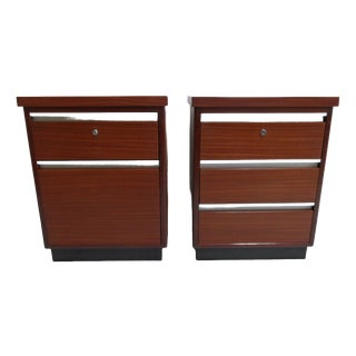 Mid-Century Mahogany Filing Cabinets, 1950s, Set of 2 For Sale