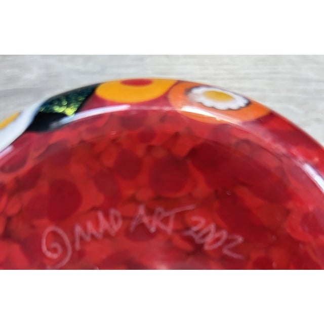 Murano Style Mad Art Studios Signed 2002 Red Millefiori & Dichroic Art Glass Vase For Sale In Dallas - Image 6 of 7