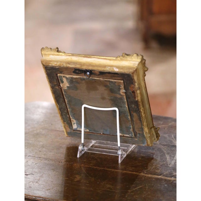 Wood 19th C. French Pastoral Landscape Painting on Board With Glass in Gilt Frame For Sale - Image 7 of 7