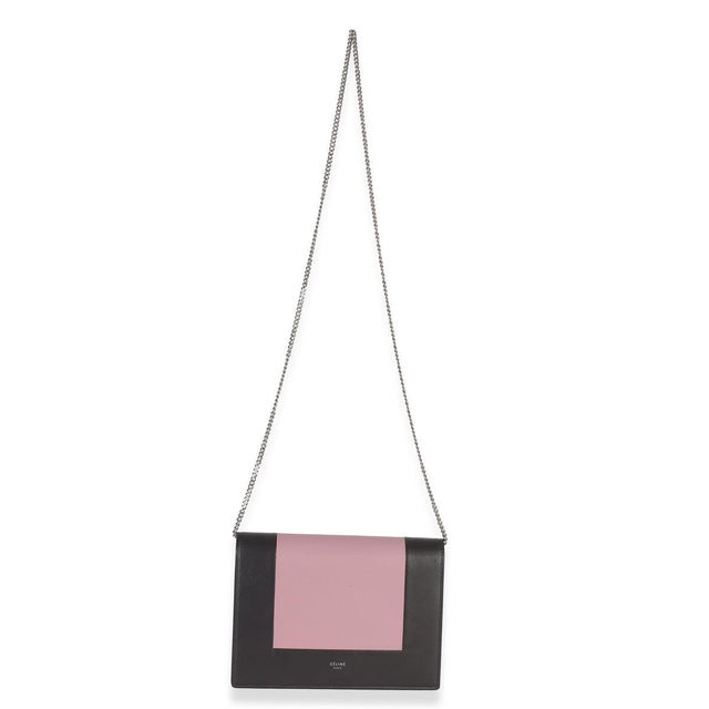 Gray Grey Pink Smooth Calfskin Frame Evening Clutch On Chain For Sale - Image 8 of 9