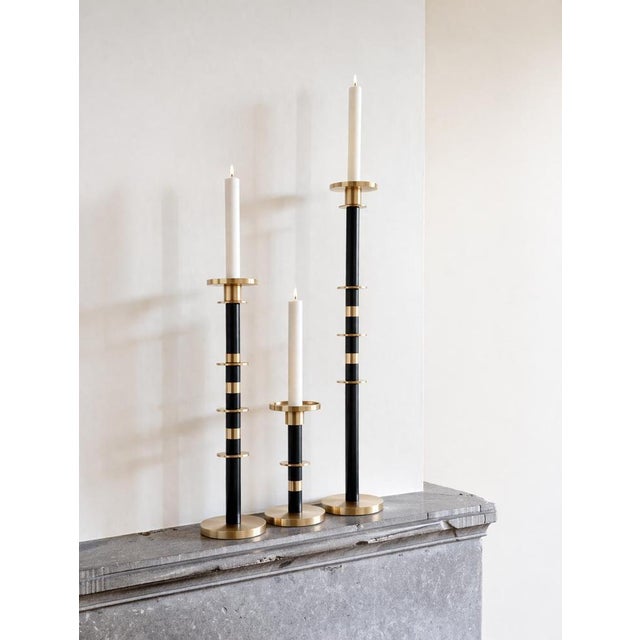 Gold Maïa Candleholders in Brass and Aluminum by Marine Breynaert, Set of 3 For Sale - Image 8 of 11