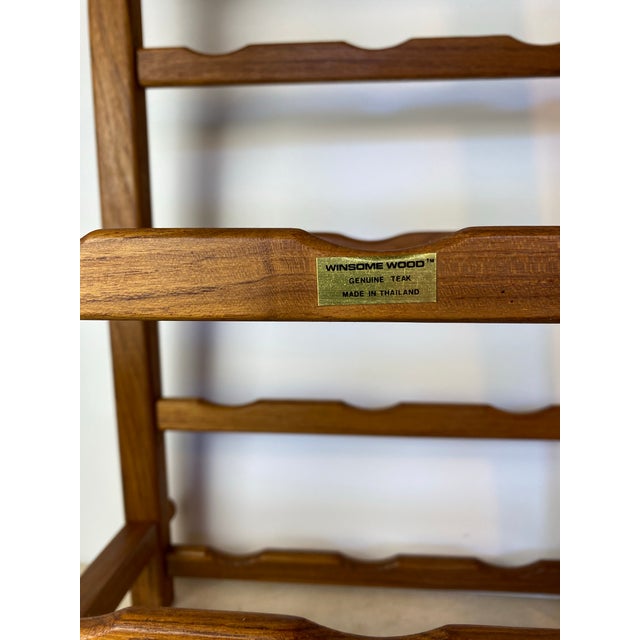 Late 20th Century Vintage Winsome Wood Teak Wine Rack, Danish Modern Style For Sale - Image 5 of 11