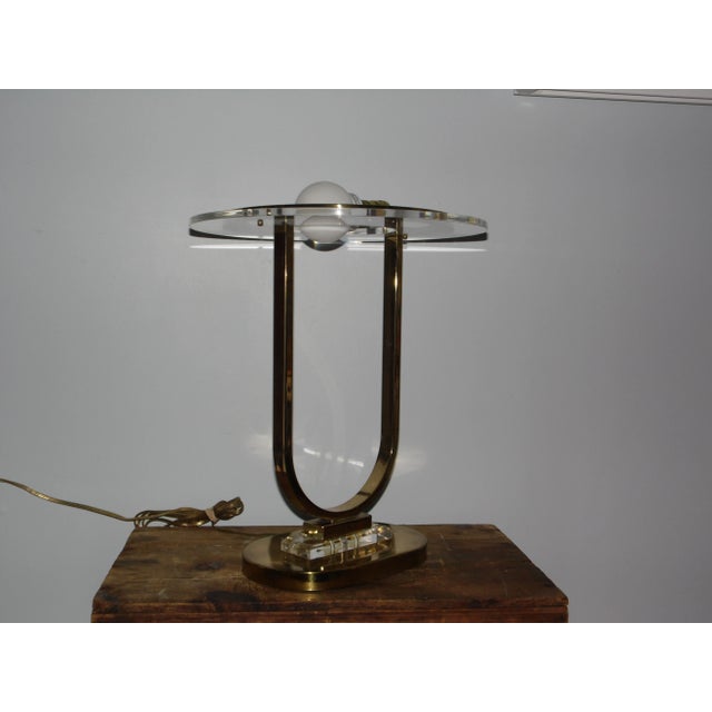 Vintage Mid Century Modern Space Age Clover Lamp Co. Brass and Lucite