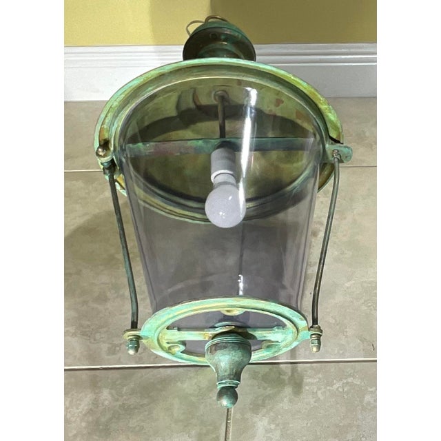 Solid Brass Hanging Lantern - 28” H X 15” W For Sale - Image 9 of 17