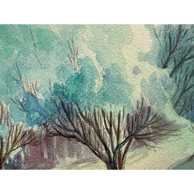 1960s 1960s Watercolor Landscape Painting by Ruth Joyner For Sale - Image 5 of 6