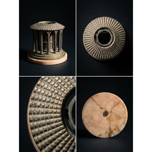 Mid 19th Century Grand Tour Bronze Temple of Hercules Victor Architectural Model on Marble Base For Sale - Image 4 of 6