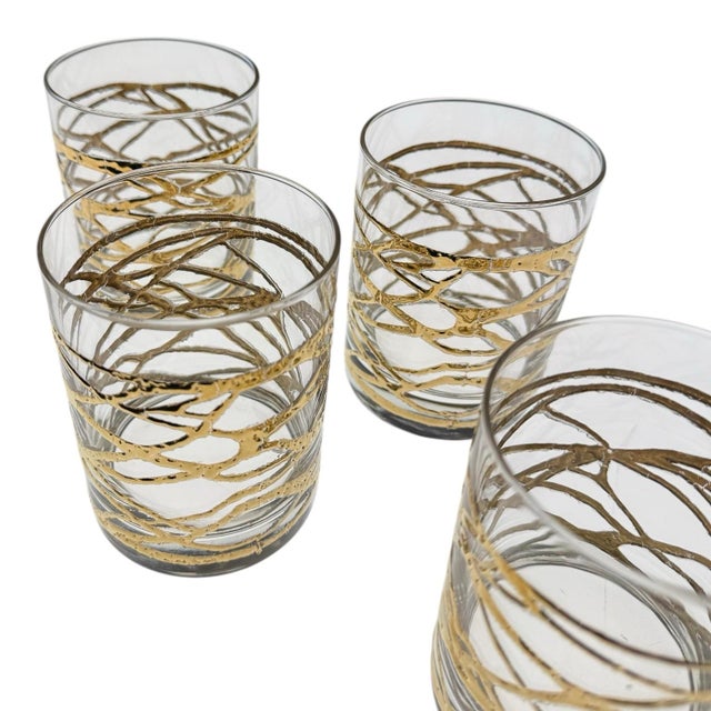 Glass 1970s Old Fashioned Glasses by Culver in the “Golden Ropes” Pattern - Set of 4 For Sale - Image 7 of 9