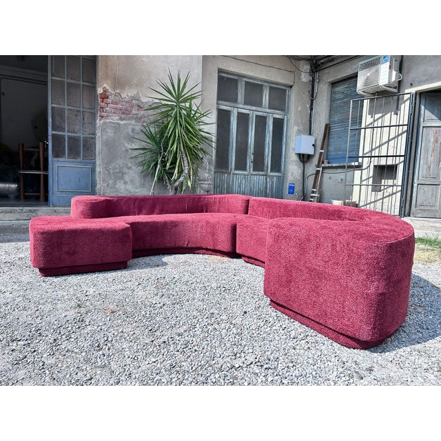Mid-Century Modern Vintage Lara Modular Sofa in Burgundy Bouclé by Roberto Pamio for Stilwood, 1970s For Sale - Image 3 of 8