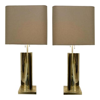 Pair of 1970s Chrome Table Lamps For Sale