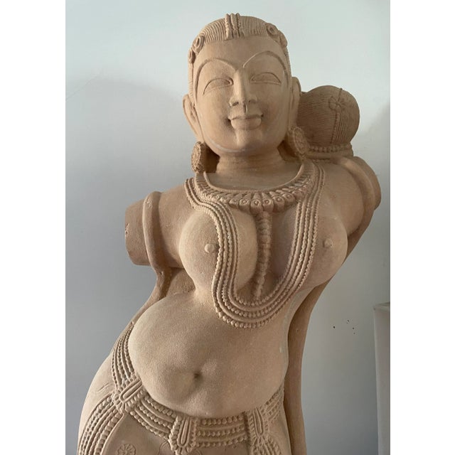 Sand 1990s Bust Lady Sculpture Statue Vintage Hand Carved Stone Decor Art Collectible For Sale - Image 8 of 12