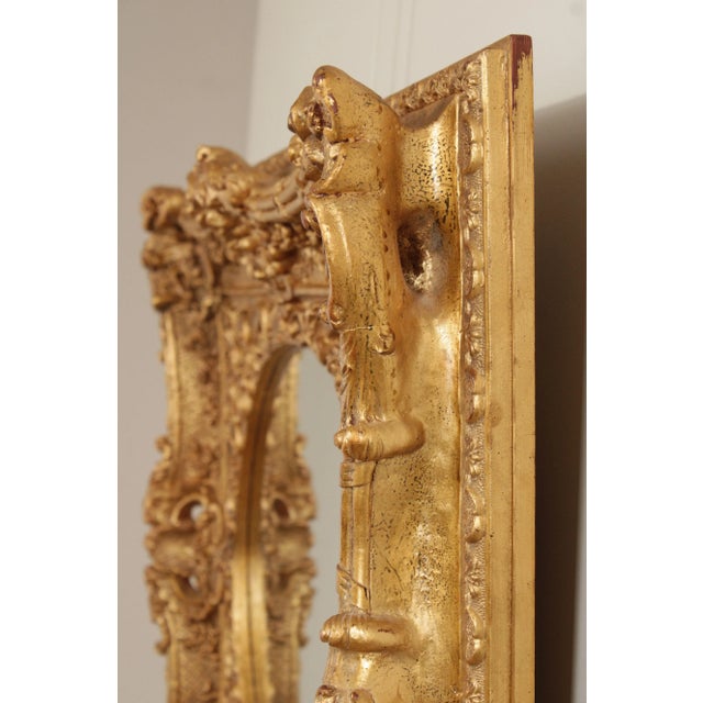 Late 20th Century French Rococo Ornate Gilt Frame Oval Wall Mirror For Sale - Image 4 of 12
