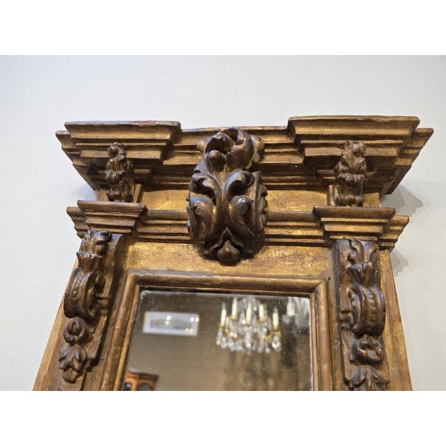 Italian Baroque Wall Mirror in Gilt Wood, Mid-19th Century For Sale - Image 14 of 15