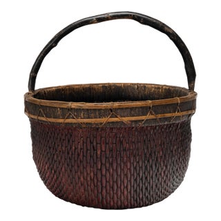 Chinese Lacquered Harvest Basket, C. 1900 For Sale