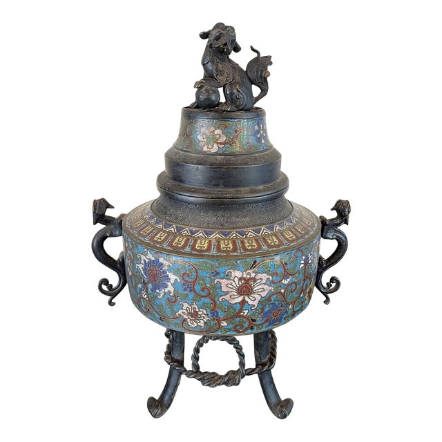 Antique Bronze & Cloisonne Incense Burner Chairish