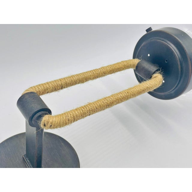 Vintage Attributed to Visual Comfort Modern Jute Rope Wall Sconces Brass Finish With Glass Globes - a Pair For Sale - Image 17 of 17