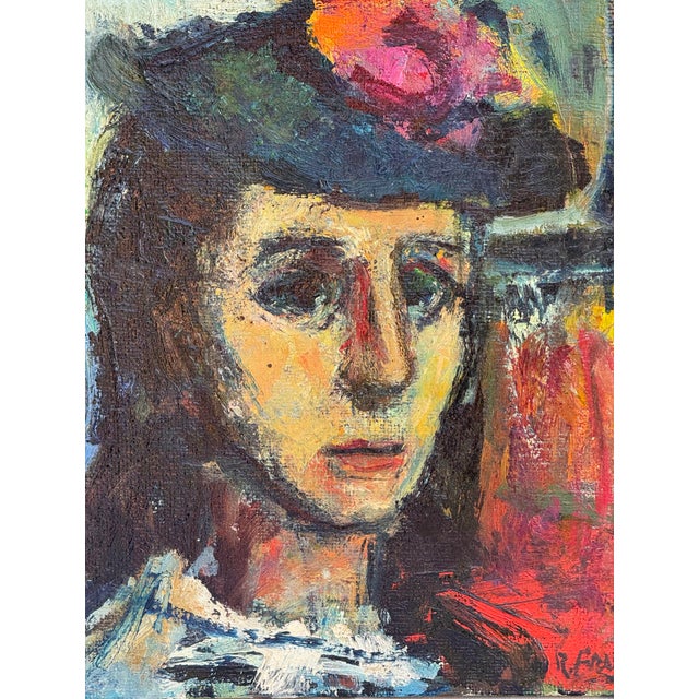 gorgeous original vintage portrait oil painting by Robert Aaron Kramer, 1960. 17” by 14” stretched canvas, richly painted...
