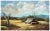Wonderful iconic vintage gold country landscape of wood barn with golden grasslands surrounded by blue mountains by N....