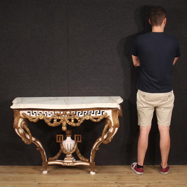 French Lacquered and Painted Console in Louis XV Style, 1980s For Sale - Image 9 of 13