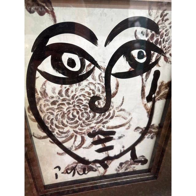 Peter Keil 1970s Peter Keil Abstract Black and White Portrait Painting For Sale - Image 4 of 7