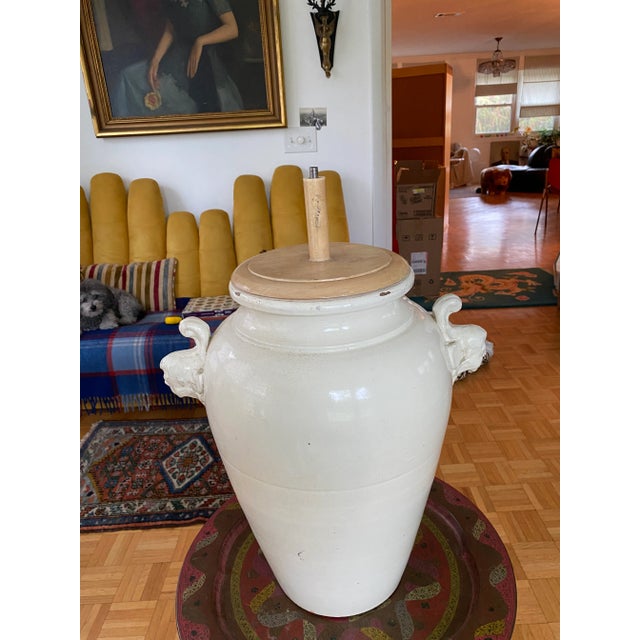 Alabaster Mid 19th Century Large French Country Glazed Stoneware Oil Jar Urn For Sale - Image 8 of 9