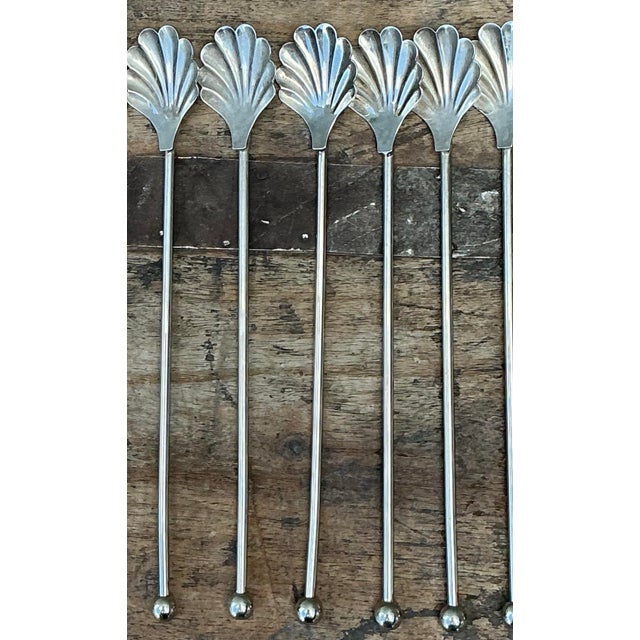 Vintage Clamshell Iced Tea Spoons - Set of 9 For Sale - Image 10 of 12