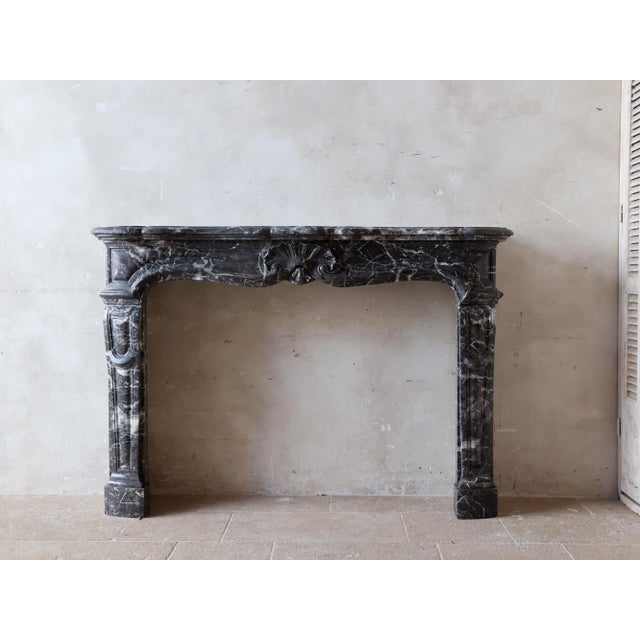 Antique French Louis XIV Style Fireplace in Gris des Pyrénées Marble For Sale - Image 14 of 15