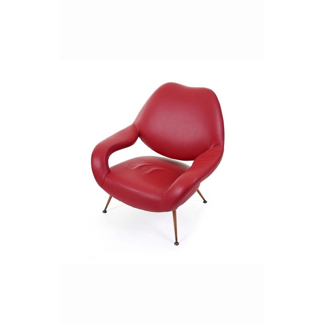 Early 21st Century Set of Model DU55 Chairs in Red Leather by Gastone Rinaldi for Poltrona Frau, 1954 For Sale - Image 5 of 18