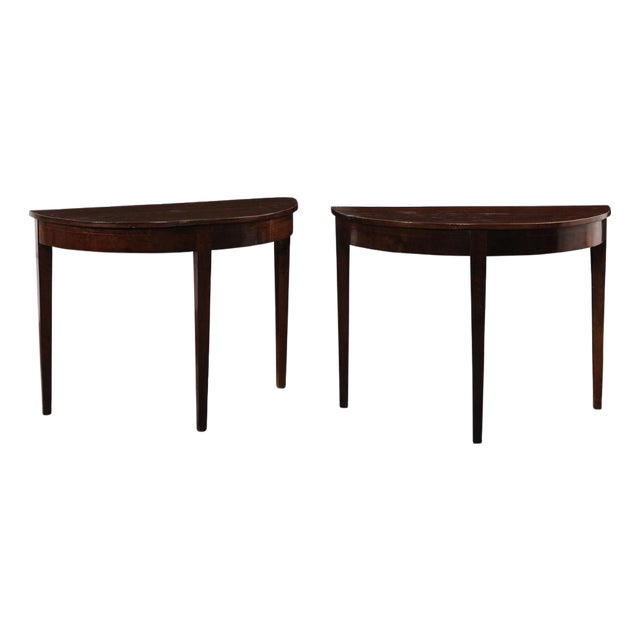 Pair of 19th C. Italian Demi-Lune Consoles For Sale