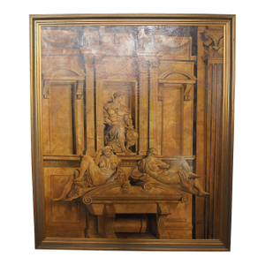 Late 20th Century Italian Renaissance Painting Tomb of Giuliano De Medici After Michelangelo 79", Framed