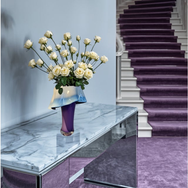 Art Glass Purple White Draped Vase Signed Rich Pitkethly For Sale - Image 10 of 18