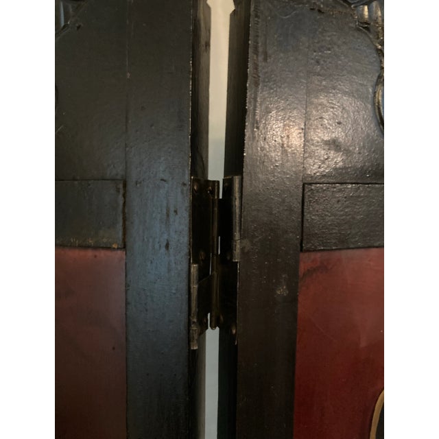 Black Vintage Tabletop Ebonized Wood & Inlaid Mother-of-Pearl Chinoiserie Folding Screen for Palm Beach Regency, British Colonial & Traditional Decor For Sale - Image 8 of 12