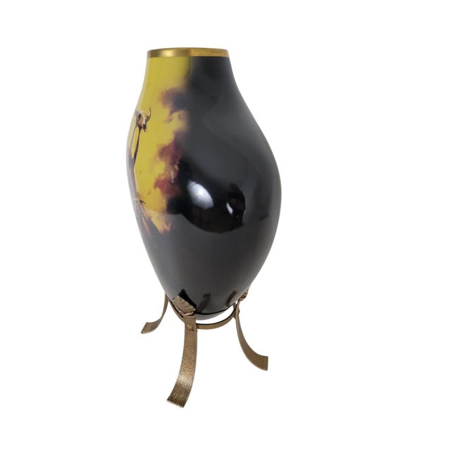 1980s Buck McCain “Prayer to the Healing Spirit” Vase – Franklin Mint Native American Art W/ Stand For Sale - Image 5 of 8