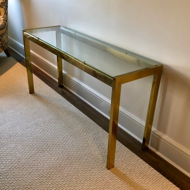 Vintage MCM Glass and Brass Console Table Chairish