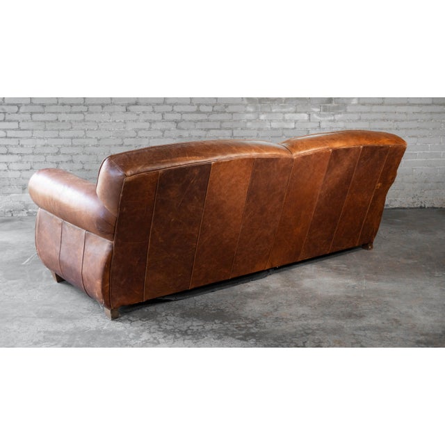 Restoration Hardware Art Deco 'Mustache' Leather Sofa For Sale - Image 13 of 17