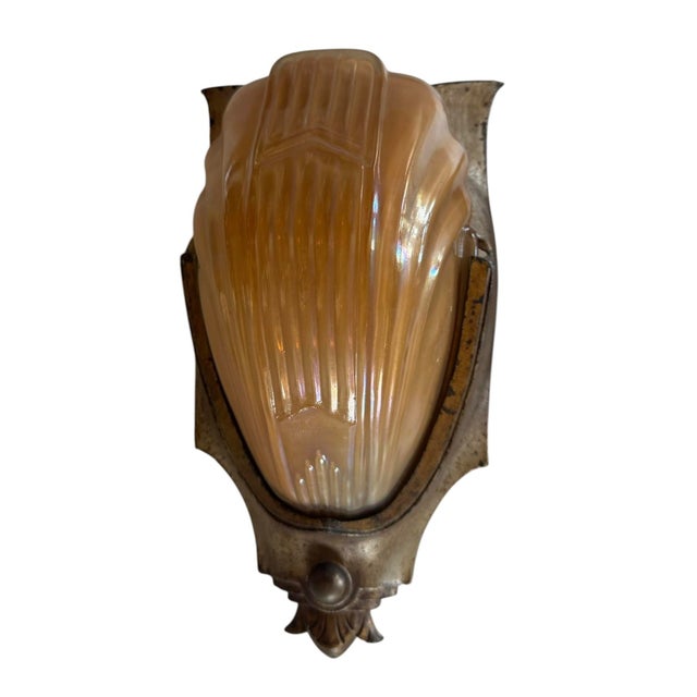 Antiqu Art Deco Slip Shade Wall Sconces - a Pair For Sale - Image 4 of 7