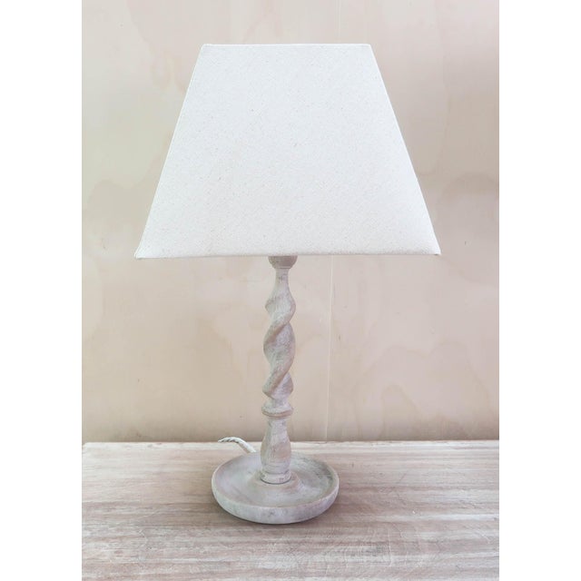 Antique English Limed Oak Table Lamps, 1920s, Set of 2 For Sale - Image 3 of 9