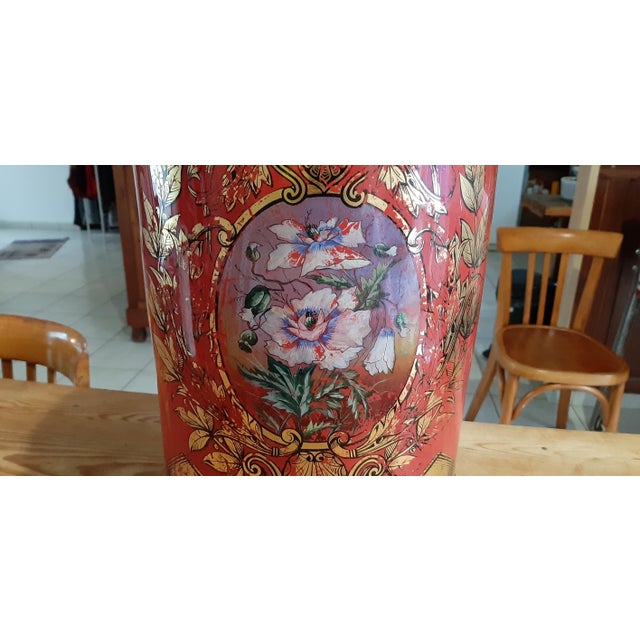 Red and Gold Screen-Printed Glass Pharmacy Jar, 1920 For Sale - Image 15 of 18