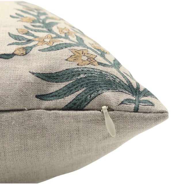 Fabdivine Handmade Floral Cushion Cover 24x24 Pure Linen- Vrindavan For Sale - Image 4 of 5