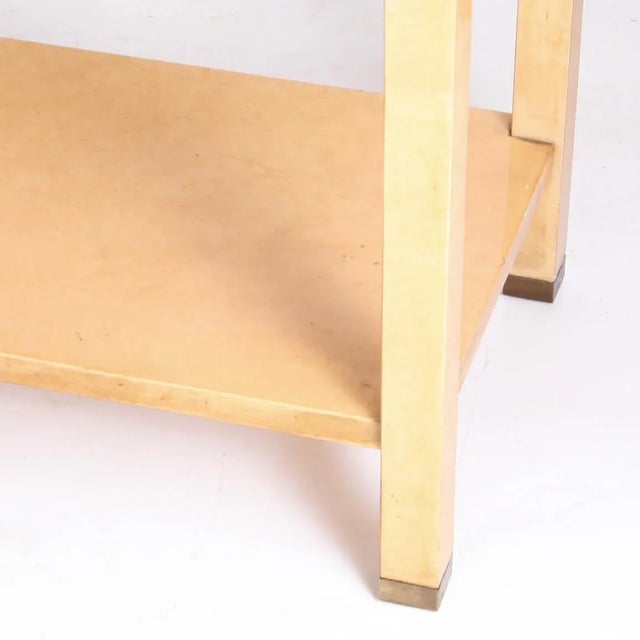 Mid-Century Modern Large Console in Parchment and Brass attributed to Aldo Tura, 1970s For Sale - Image 3 of 9