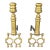 Antique Brass Fireplace Andirons With Iron Log Supports | English Style Turned Finials | 19” Tall For Sale