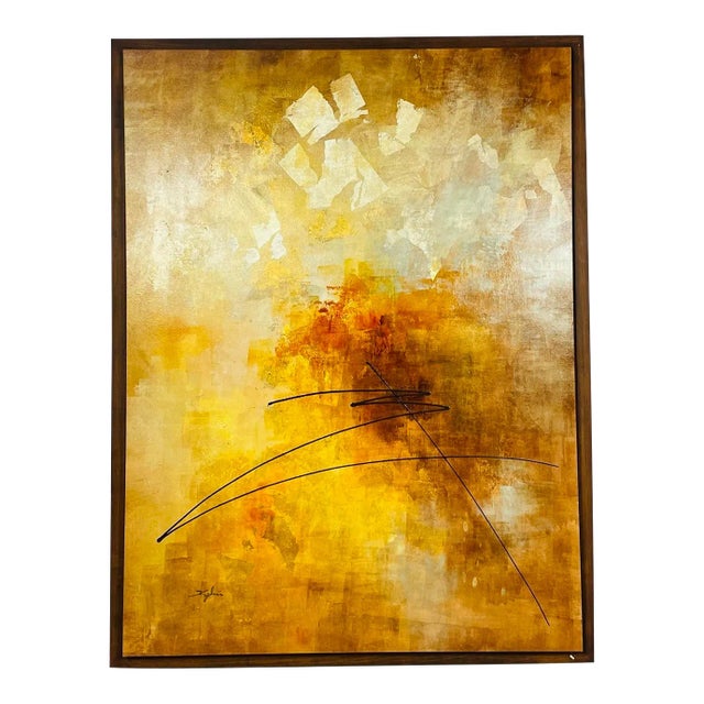 Abstract Modern Oil on Canvas Painting, Signed For Sale