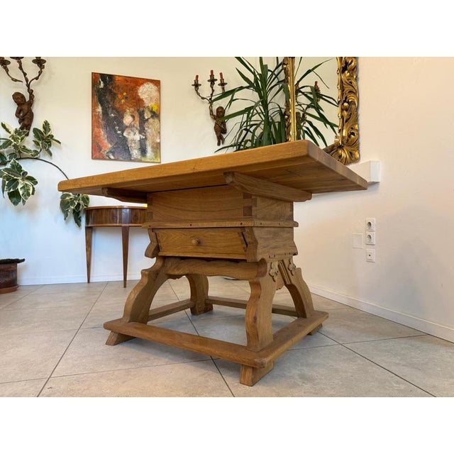 Heavy antique farmhouse dining table, dimensions (height x width x depth): 78 x 125 x 90 cm. For sale is a very solidly...